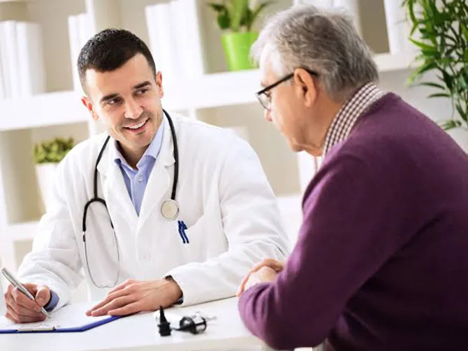 Doctor consulting a male patient during a 45–49 year health check at My Doctors Clinic, Surfers Paradise, Gold Coast