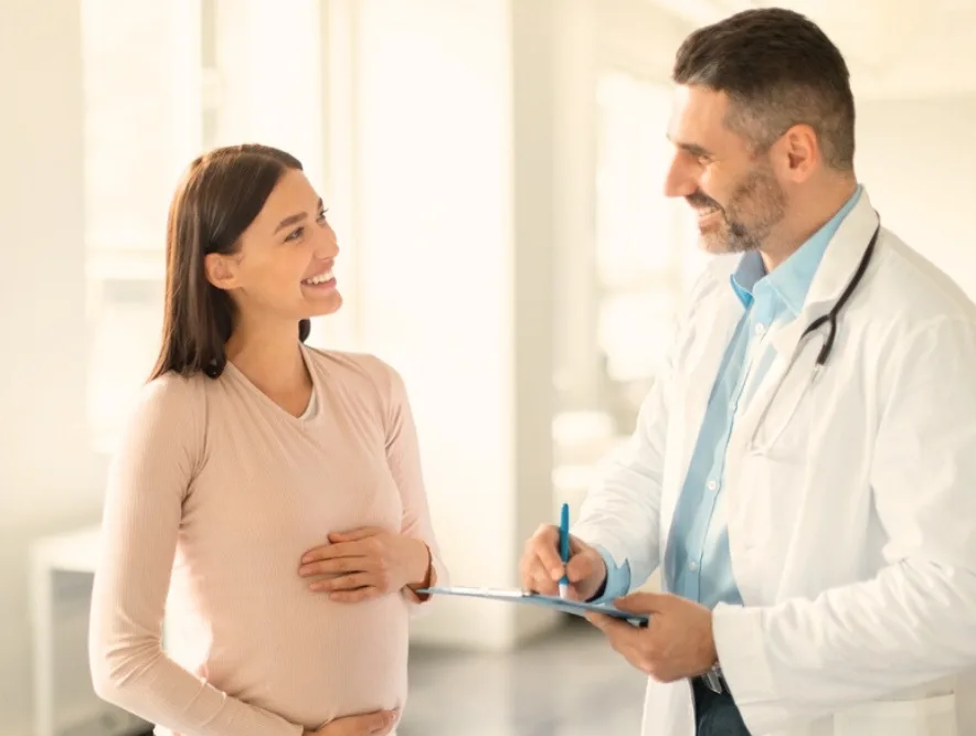 Doctor with a pregnant woman during an antenatal care consultation at My Doctors Clinic Surfers Paradise